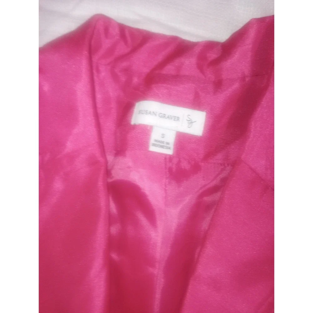 Susan Graver Hot Pink Metallic Small Blazer Clasp Close Polyester - Picture 5 of 7